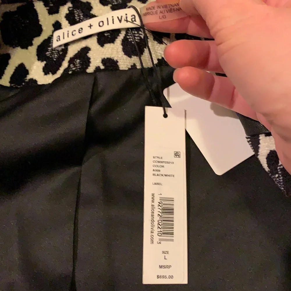 Alice and Olivia animal print patch open leather jacket - Picture 7 of 8